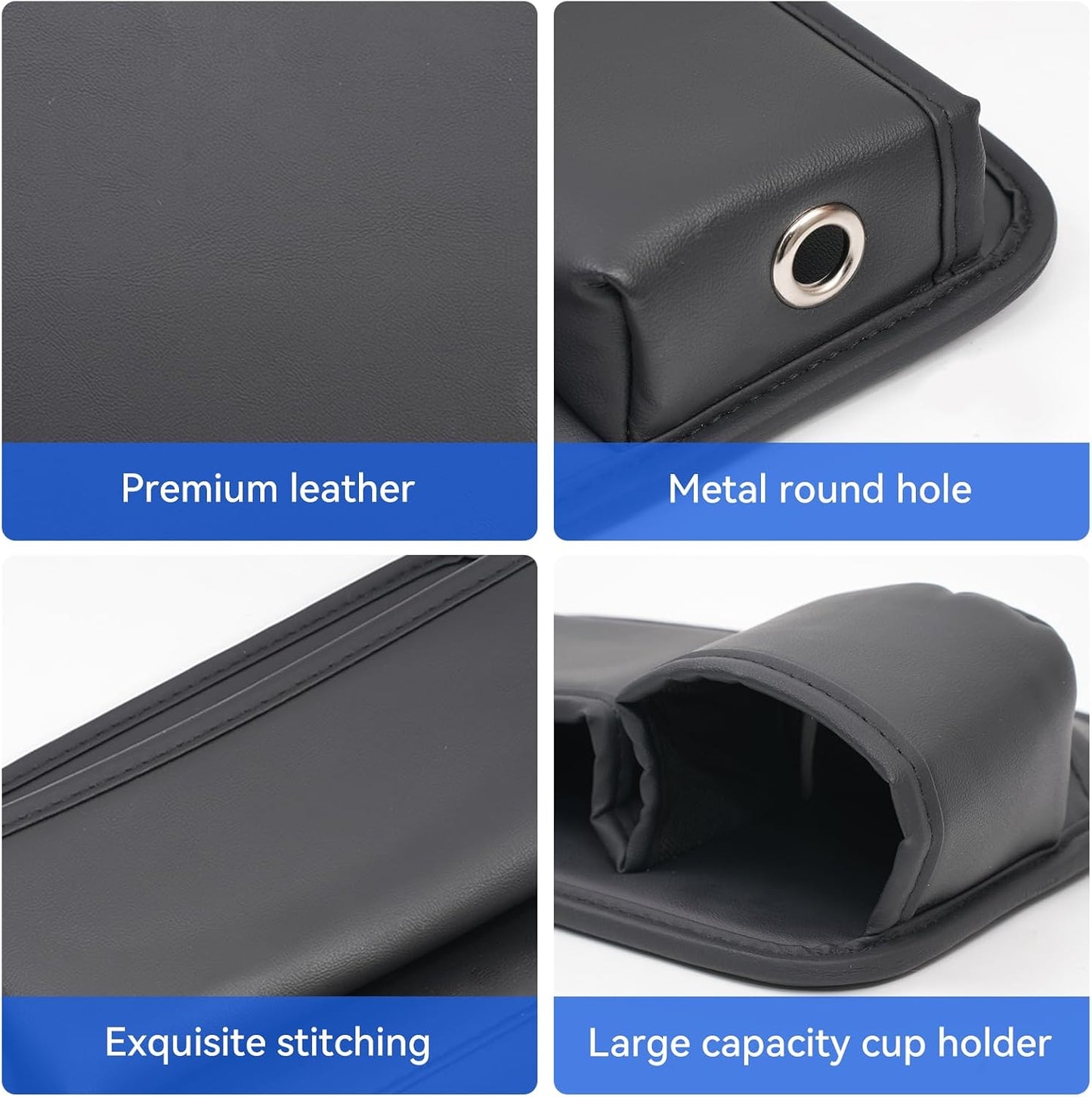 Leather Console Gap Filler with Cup Holder - Driver Side
