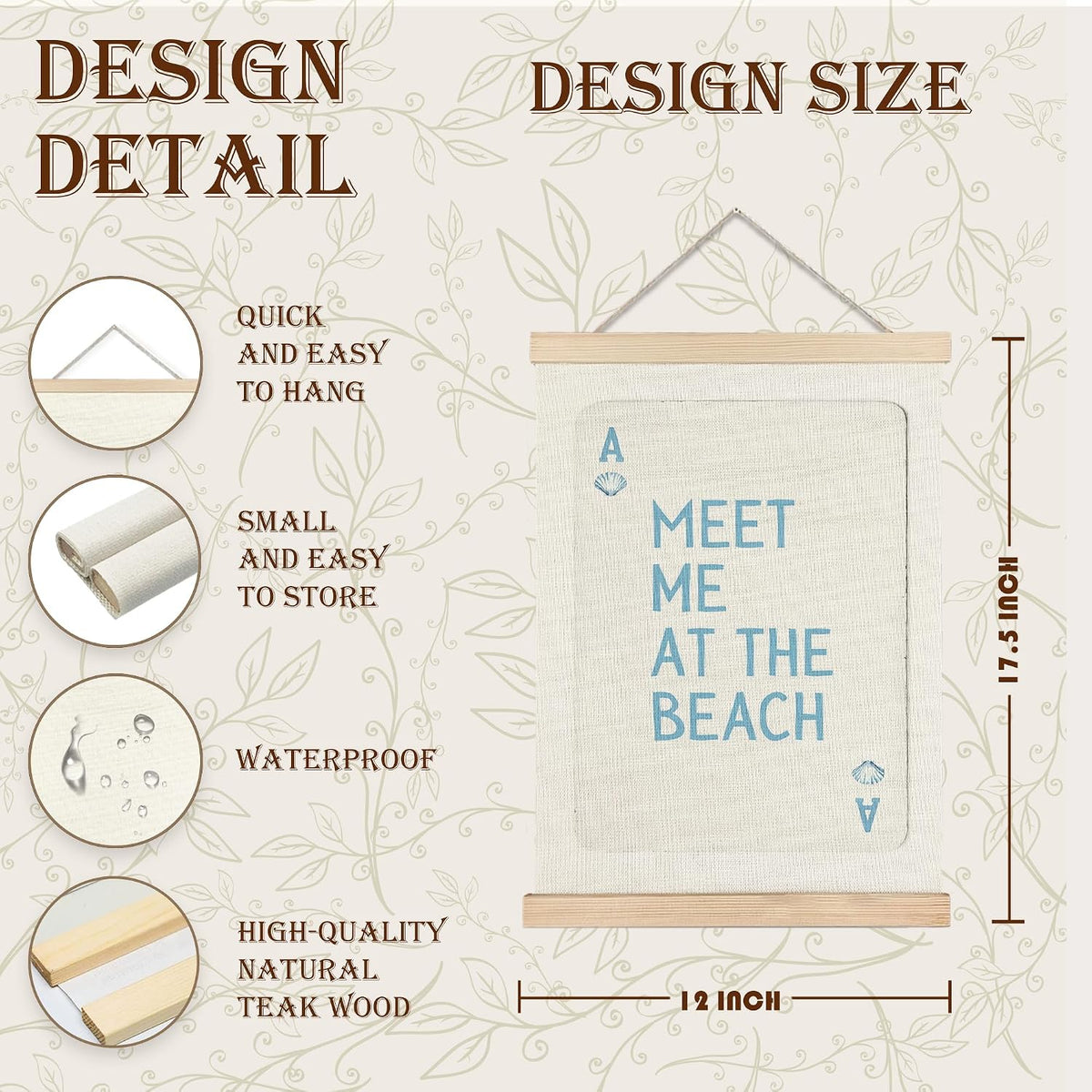 Coastal Seashell Wall Art - Canvas Print with Wood Hanger