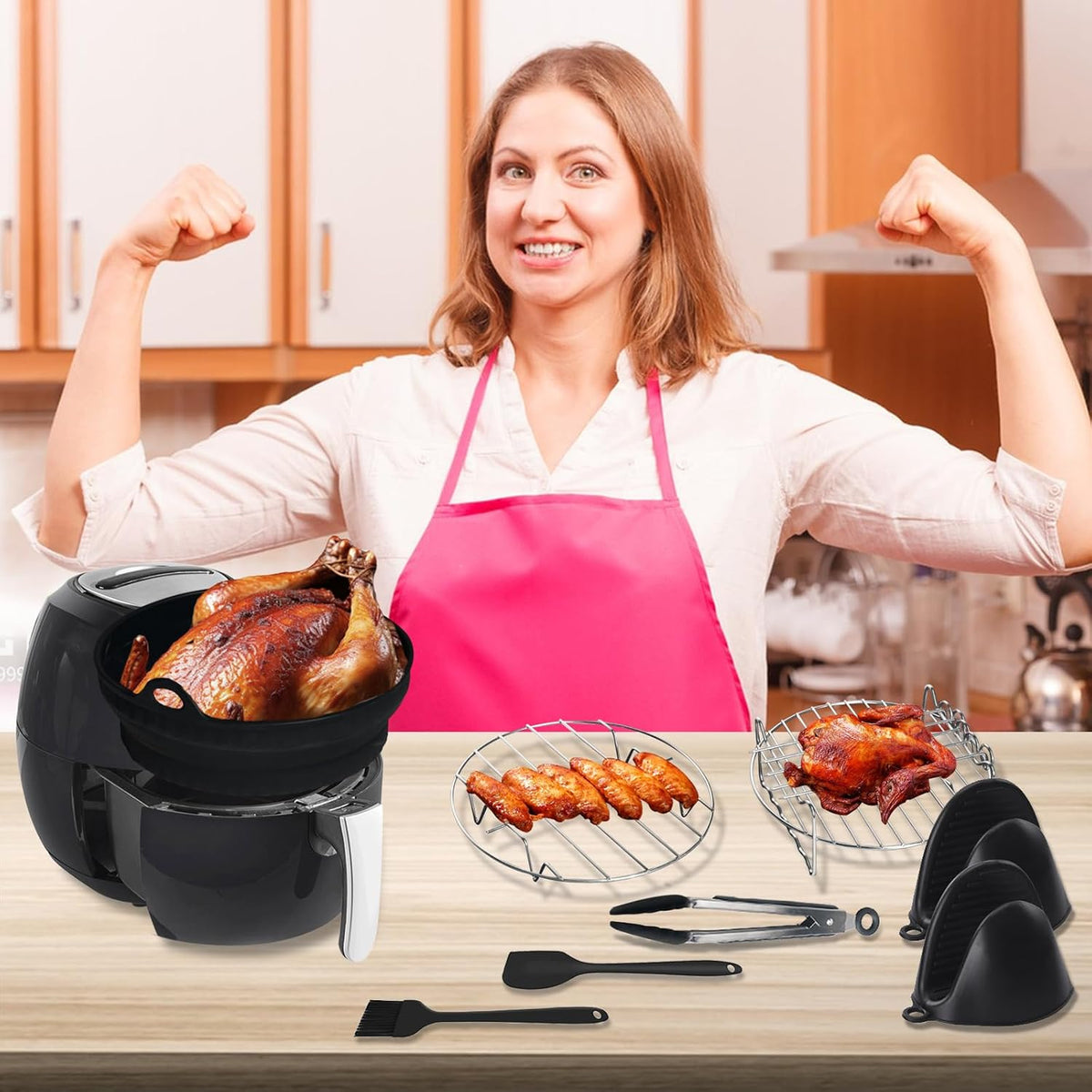 8-Piece Air Fryer Accessory Kit - Liner, Rack & Gloves