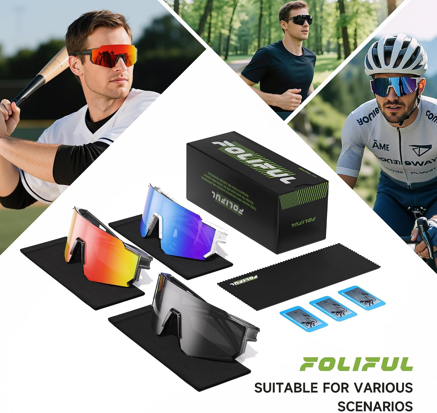 Polarized Running Sunglasses - Lightweight Sport Shades