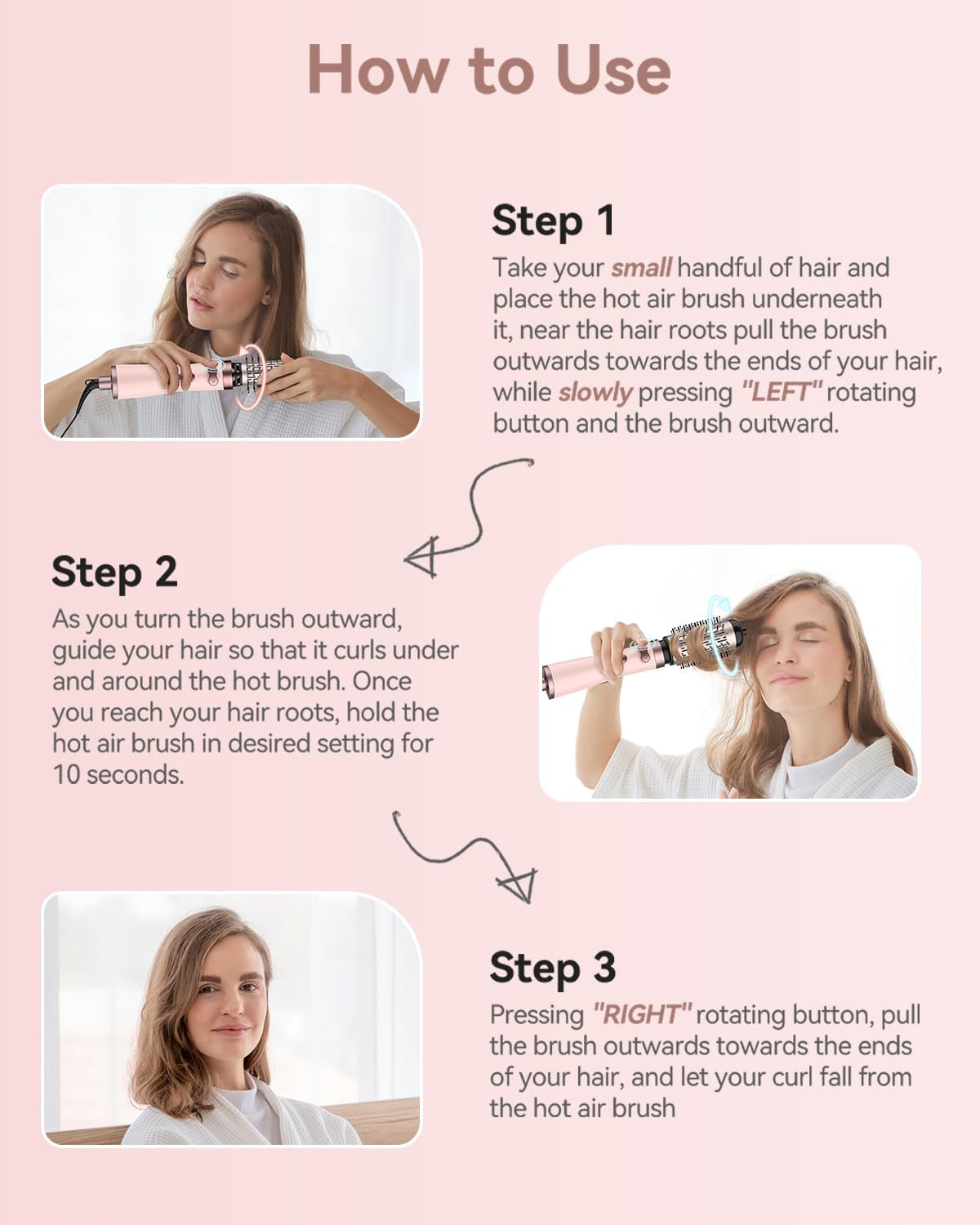 Rotating Blow Dryer Brush Set - 1.5In & 2In Spin Heads