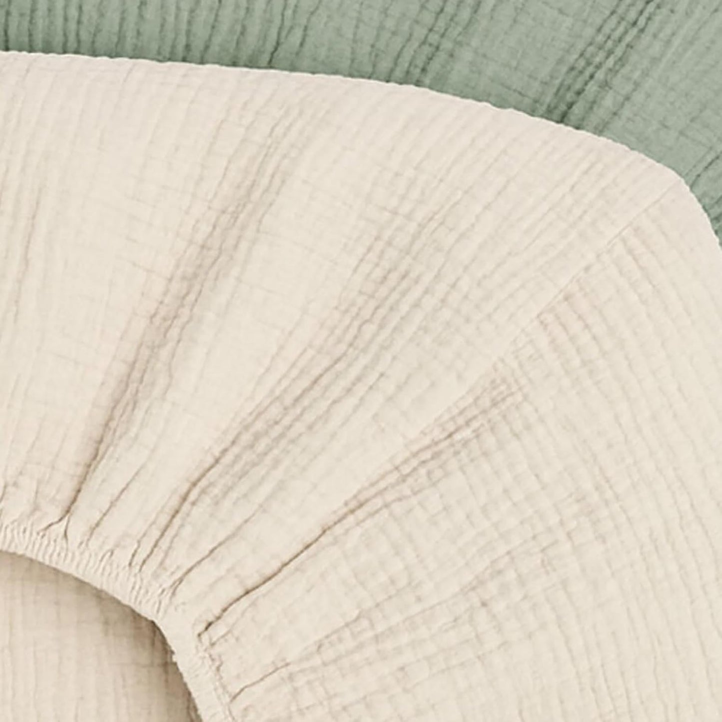 Muslin Crib Sheets 2-Pack - 100% Cotton, Green & Cream