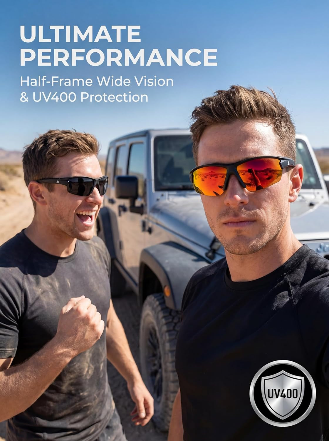 Polarized Sport Sunglasses - UV400, Anti-Slip Wrap Frame