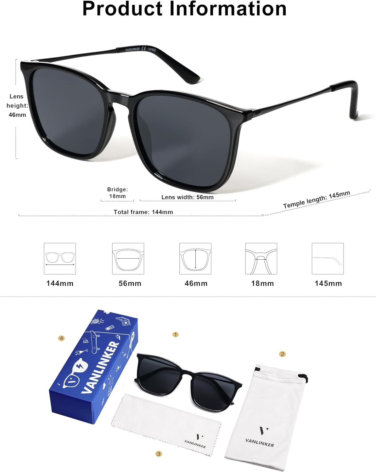 Vintage Square Polarized Sunglasses - Metal Frame