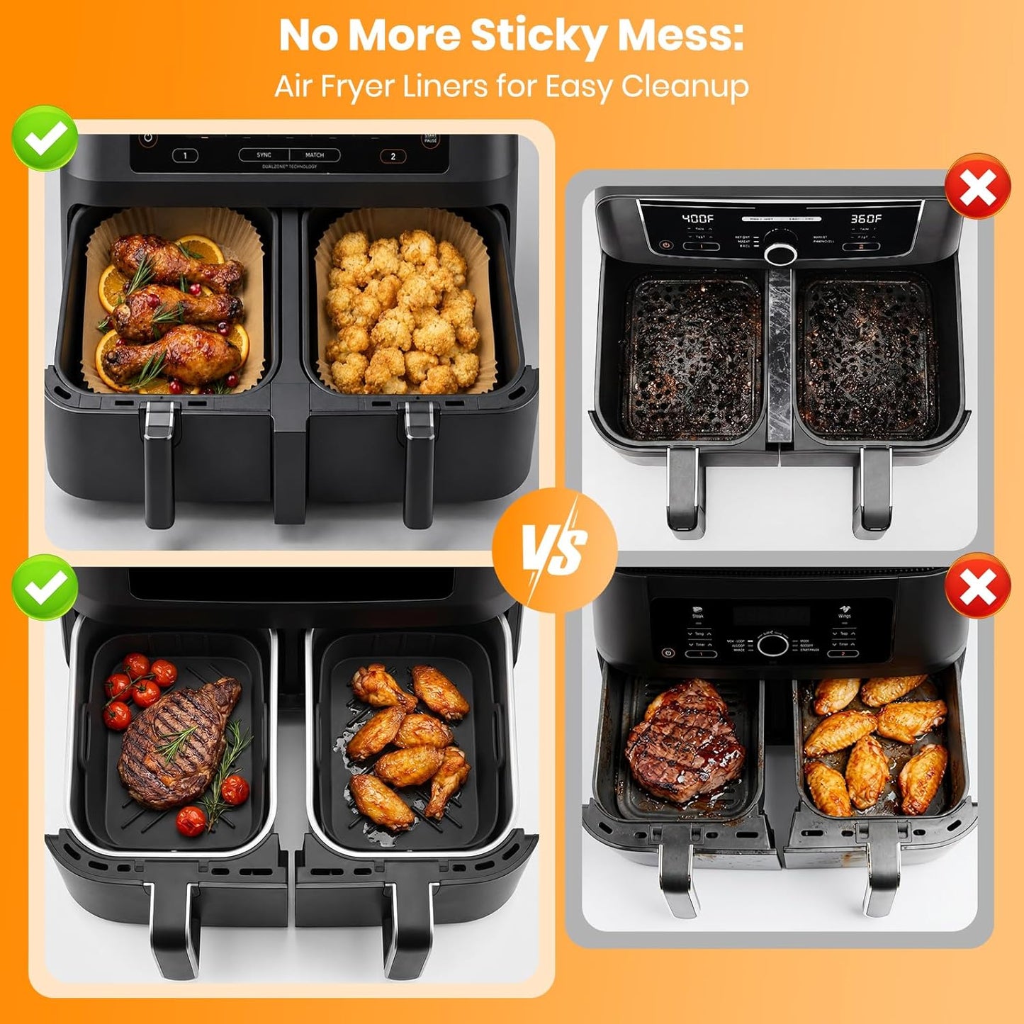 21-Piece Silicone Air Fryer Liners - Fits Ninja Dual Basket