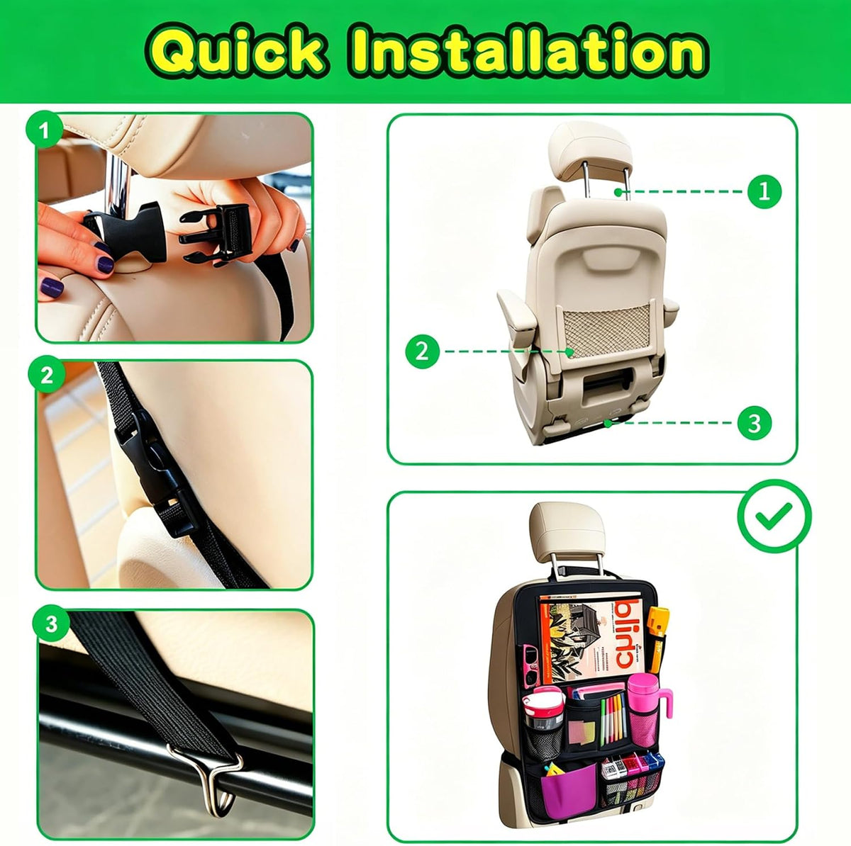 Back Seat Kick Mats with Tablet Holder - 2 Pack