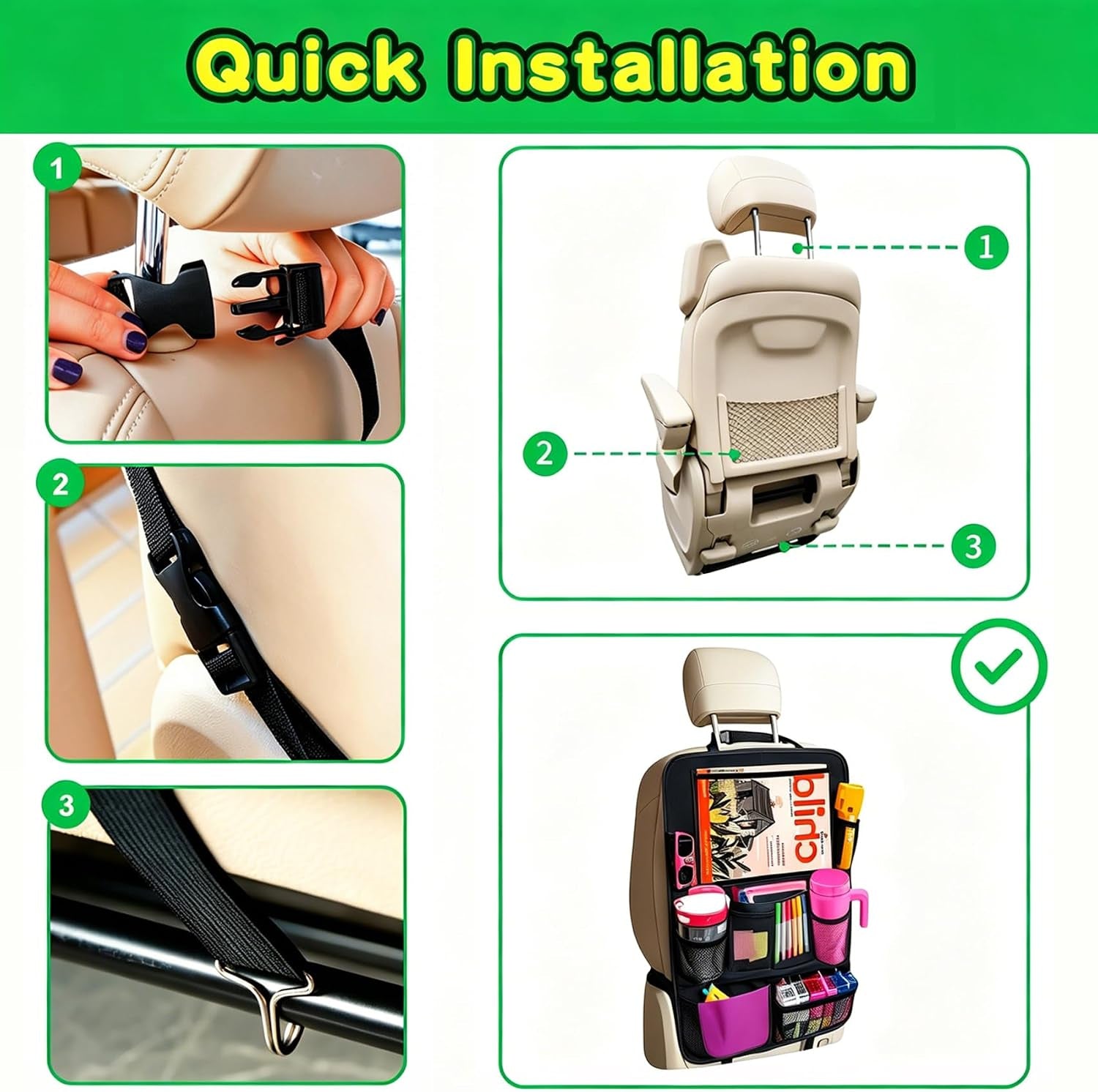 Back Seat Kick Mats with Tablet Holder - 2 Pack