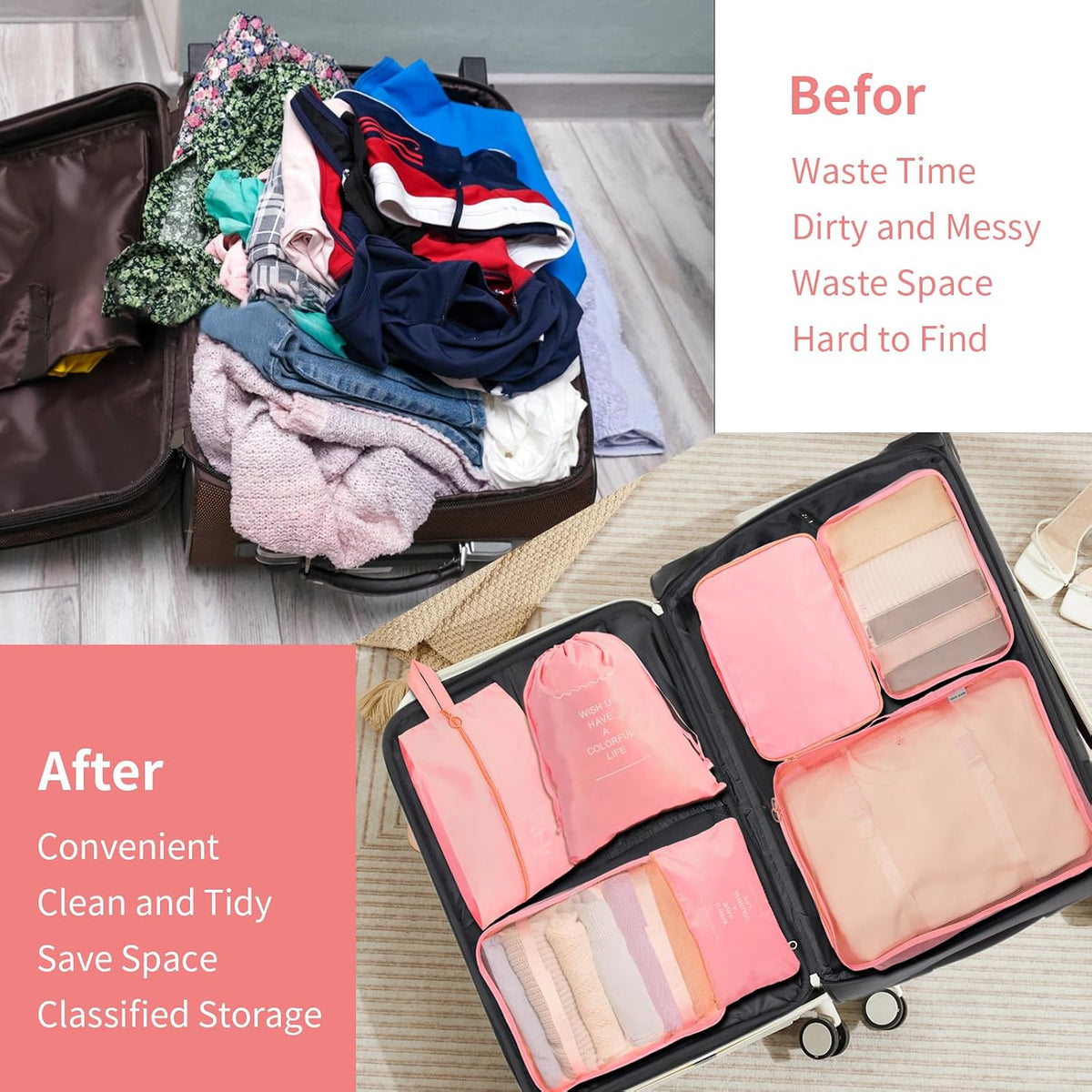 12-Piece Packing Cubes Set - Suitcase Organizer, Grey