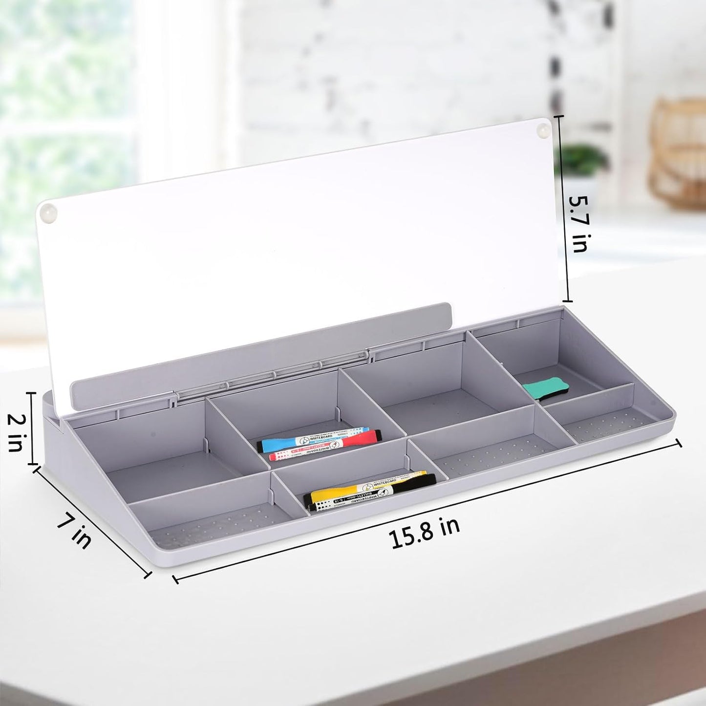 Glass Desk Whiteboard with Drawer & Keyboard Stand - Grey