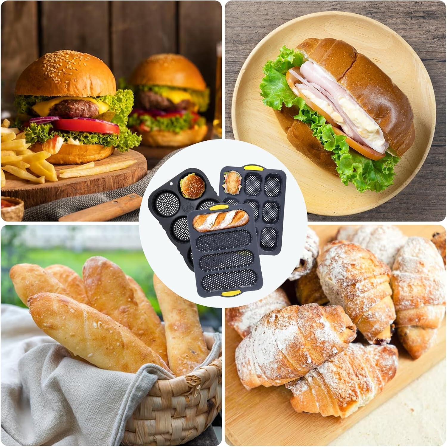 Hamburger & Hot Dog Bun Molds - Set of 5 with Spatula
