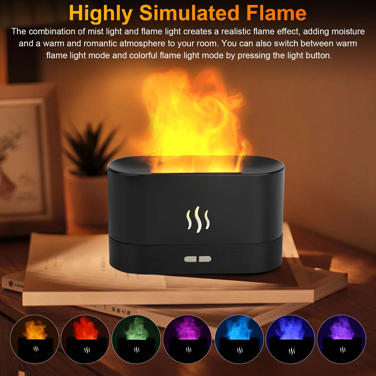 180Ml Flame Aroma Diffuser - 7-Color USB Humidifier