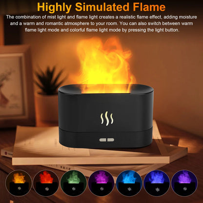 180Ml Flame Aroma Diffuser - 7-Color USB Humidifier