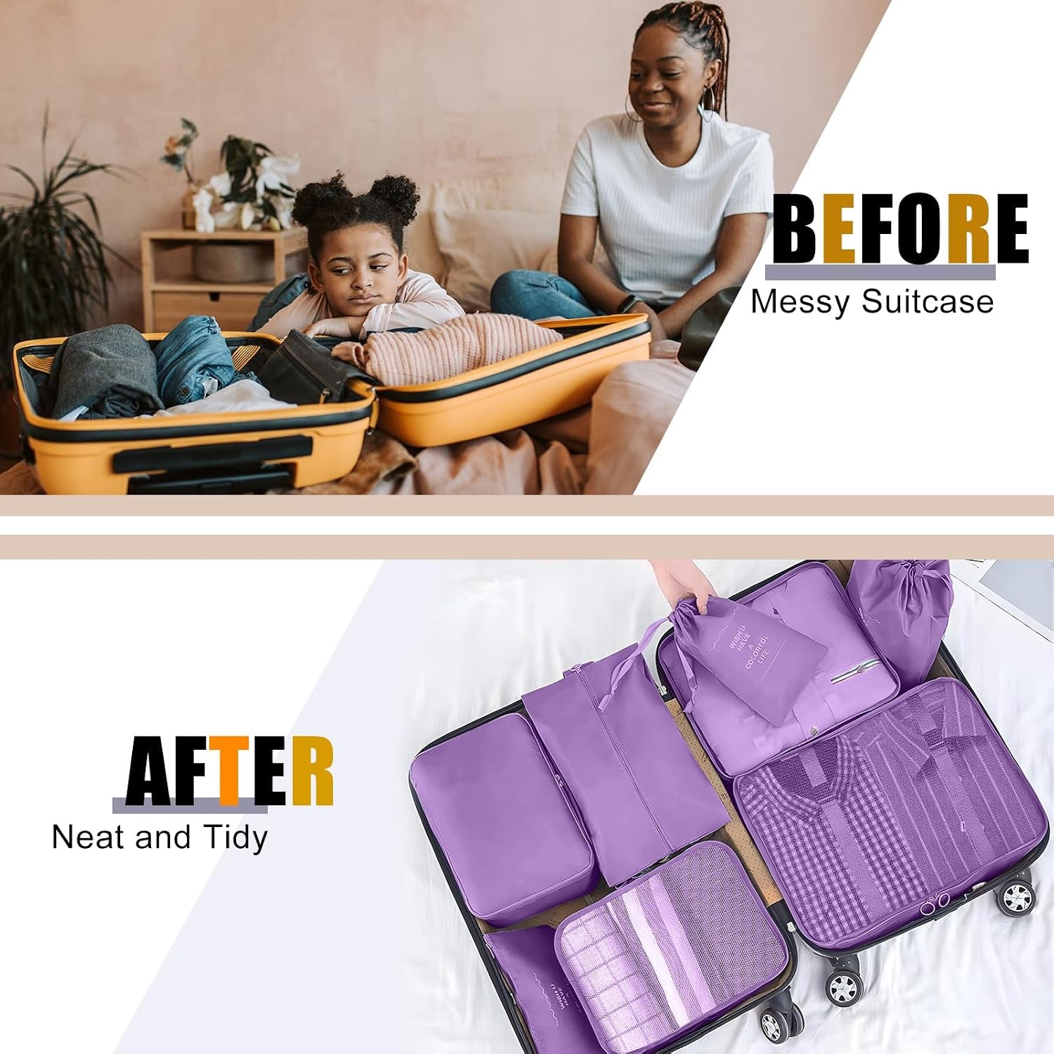 8-Piece Packing Cubes - Lightweight Luggage Organizers