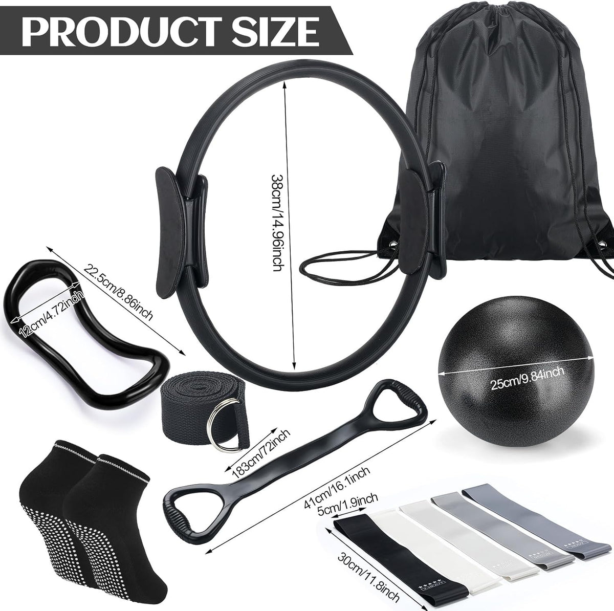 18-Piece Pilates Ring Set - Ball, Straps, Bands & Socks