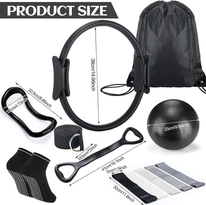 18-Piece Pilates Ring Set - Ball, Straps, Bands & Socks