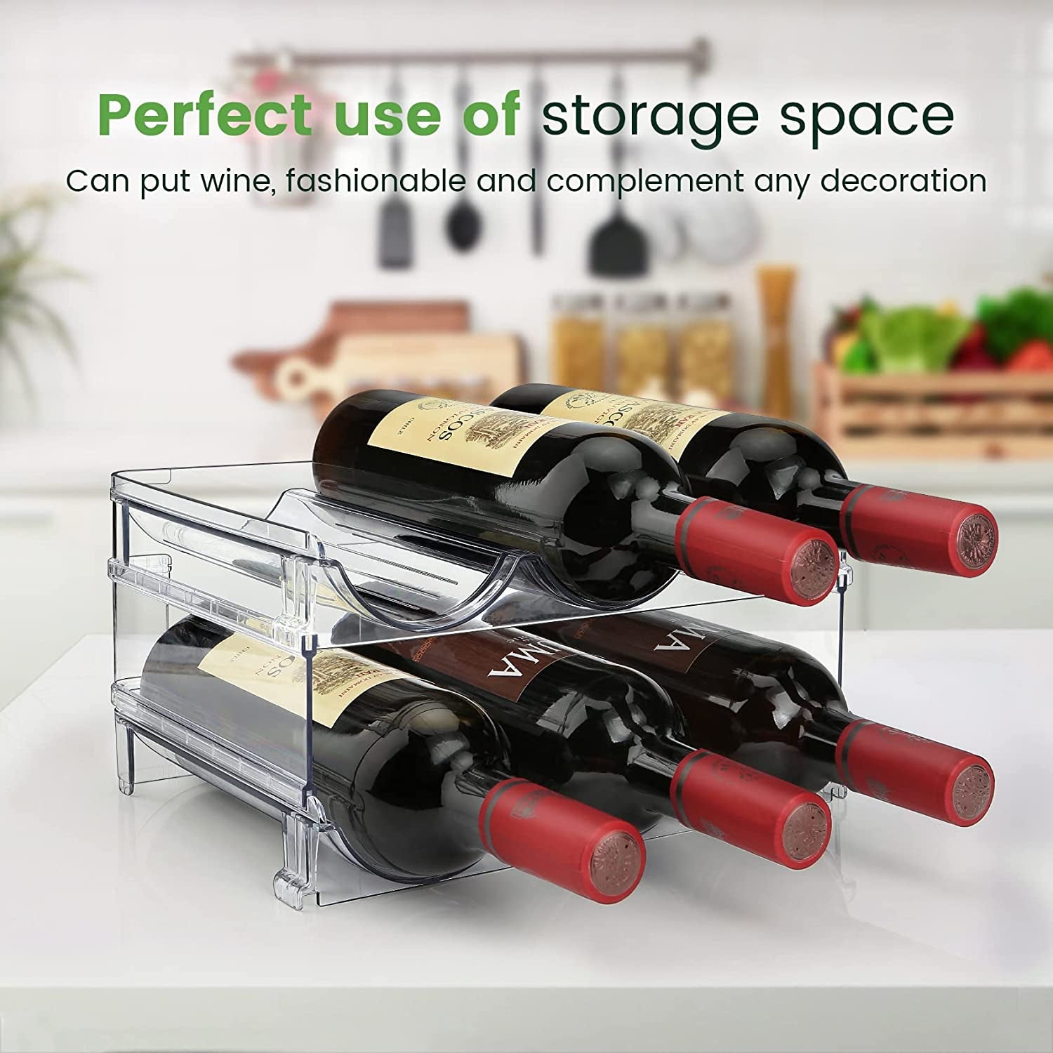 Stackable Water Bottle Organizer - Cabinet Rack (2 Pack)
