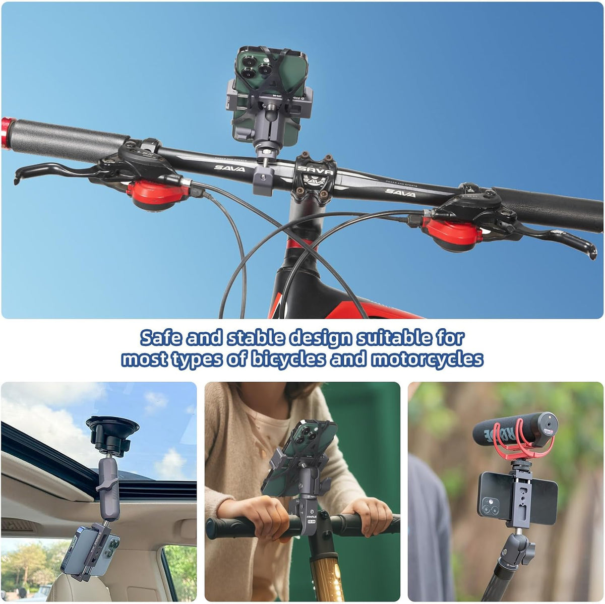 Aluminum Phone Holder - 20Mm Ball Mount, 360 Rotation