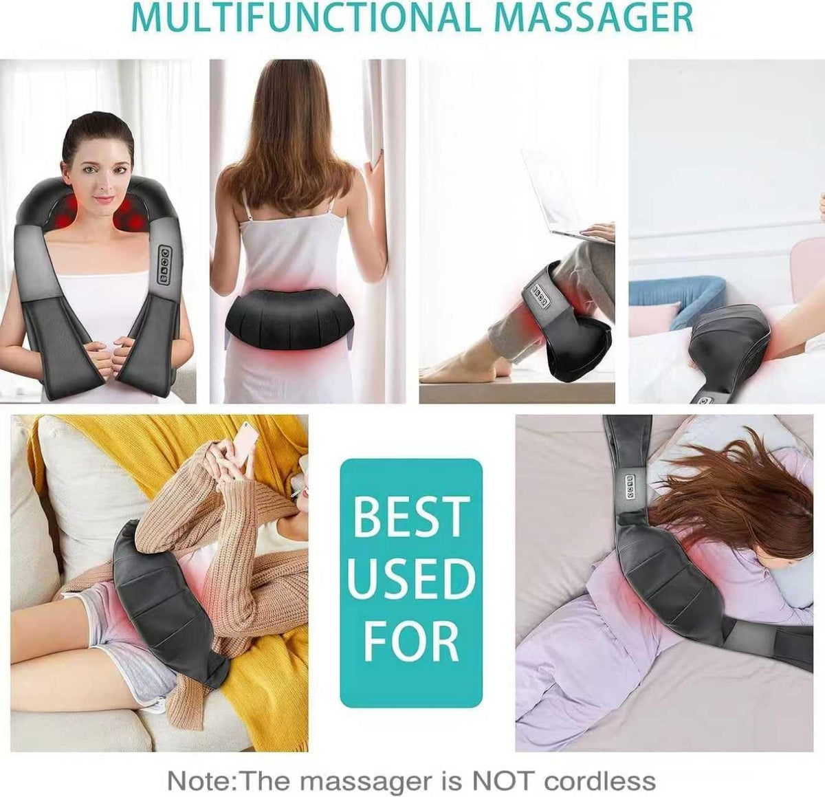 Heated Shiatsu Massage Pillow - Neck, Shoulder & Back