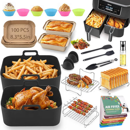 21-Piece Silicone Air Fryer Liners - Fits Ninja Dual Basket