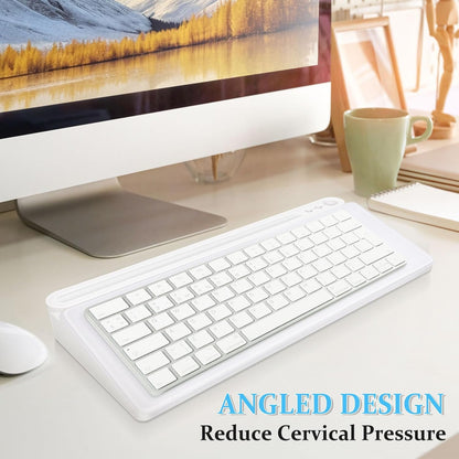 Glass Desk Whiteboard with Drawer & Keyboard Stand - White