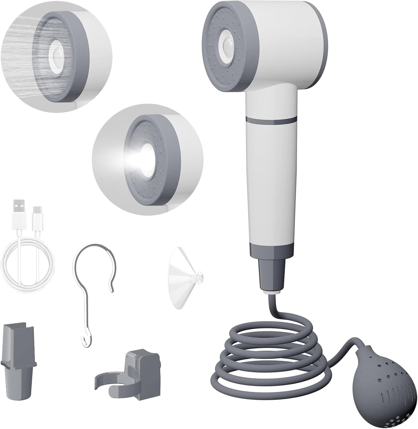 Rechargeable Portable Camp Shower with LED Light