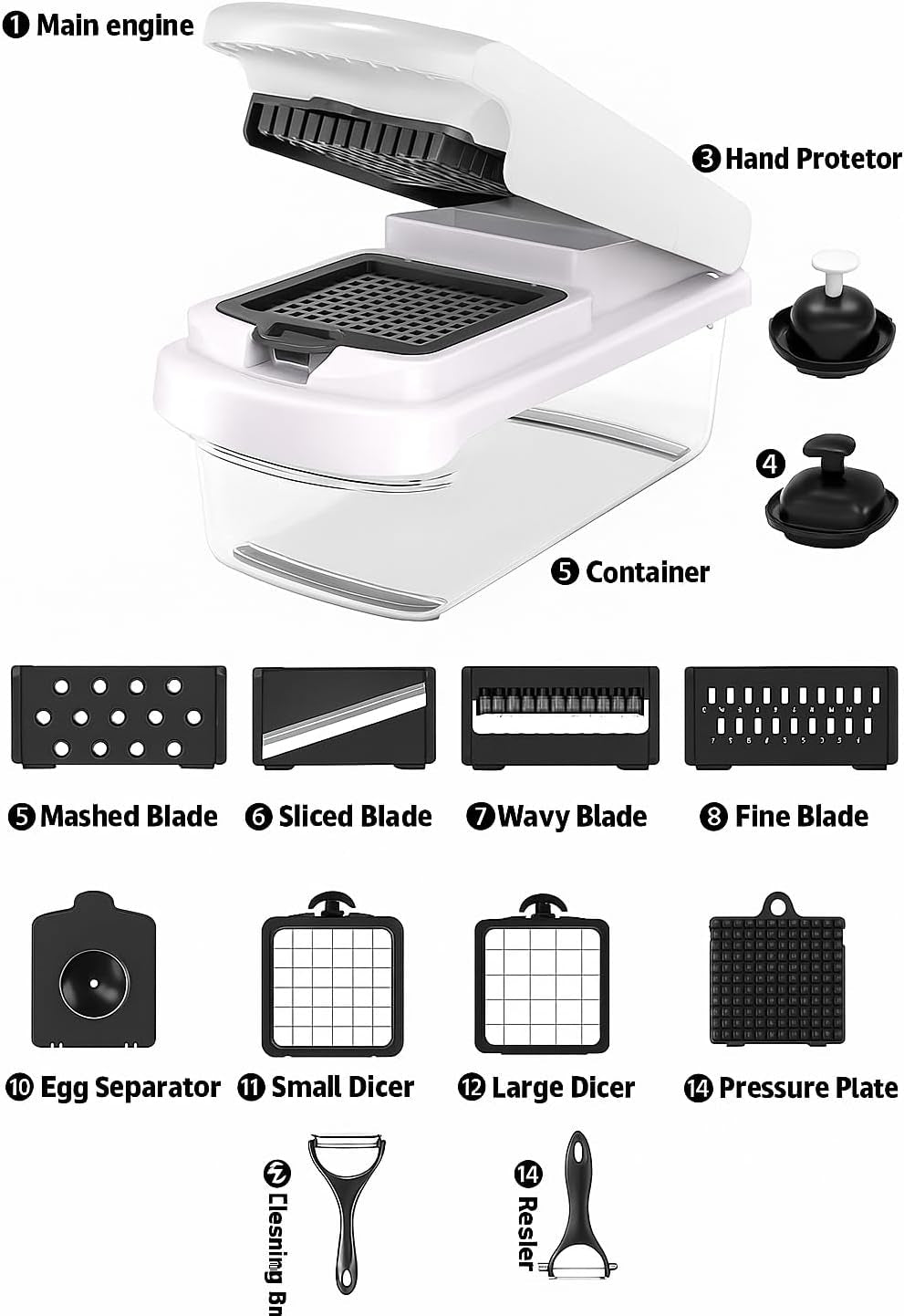 15-In-1 Chopper & Mandoline Set - Spiralizer Included