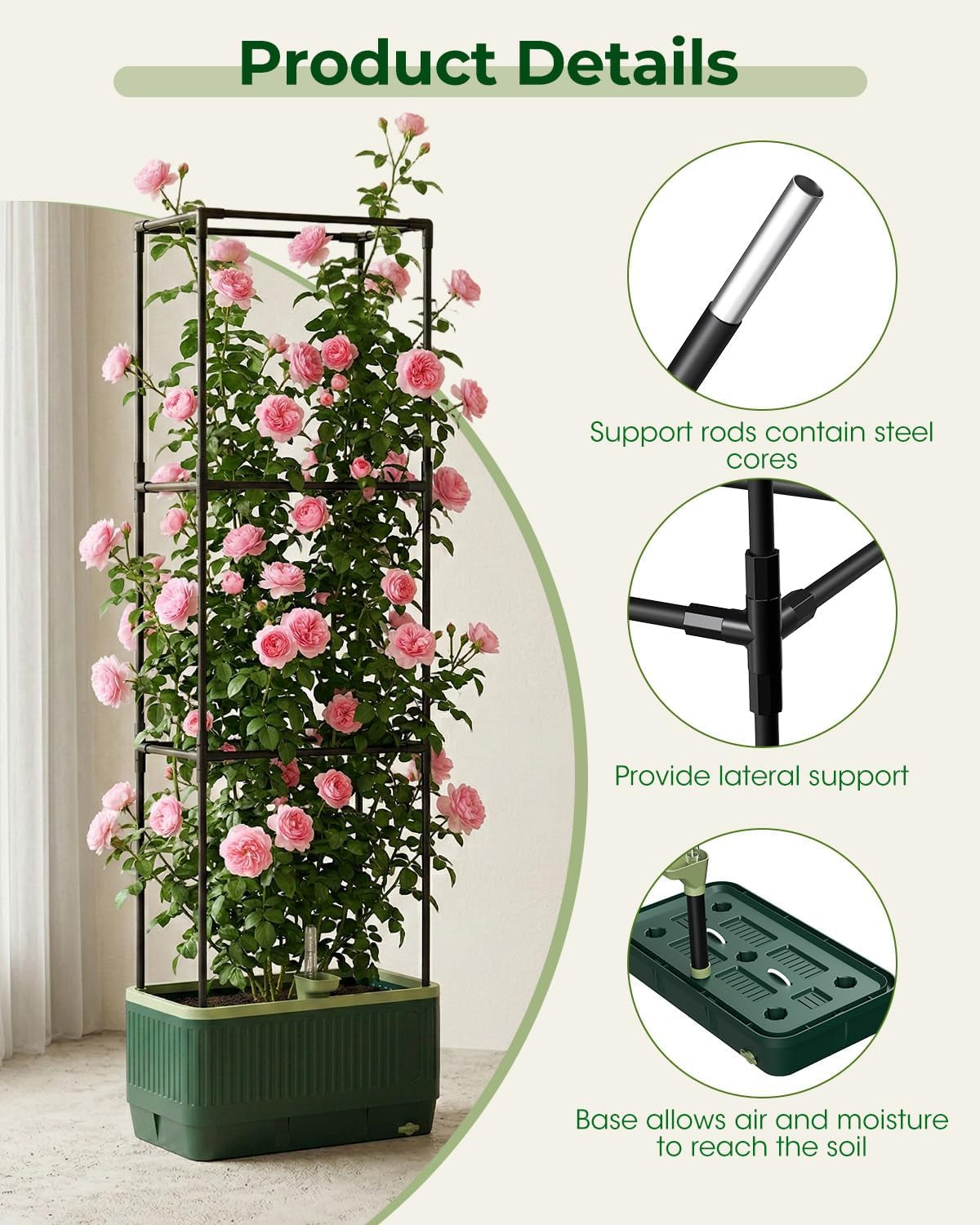 Self-Watering Planter Box with Climbing Trellis