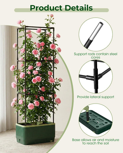 Self-Watering Planter Box with Climbing Trellis