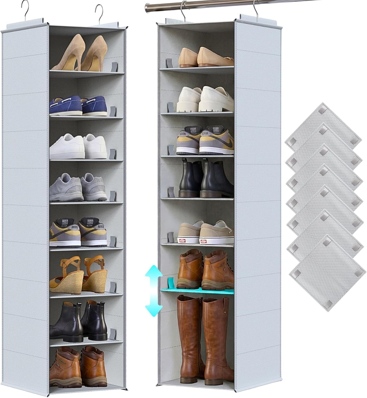 8-Tier Hanging Shoe Organizer - Adjustable Closet Rack