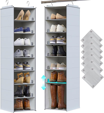 8-Tier Hanging Shoe Organizer - Adjustable Closet Rack