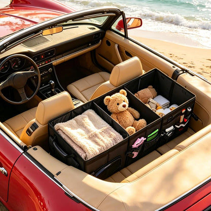 Leather Trunk Organizer XL - 35.5In Collapsible Cargo Box