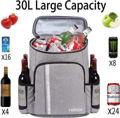 Insulated Backpack Cooler - Leakproof, Holds 30 Cans