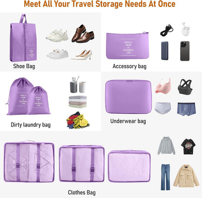8-Piece Packing Cubes - Lightweight Luggage Organizers