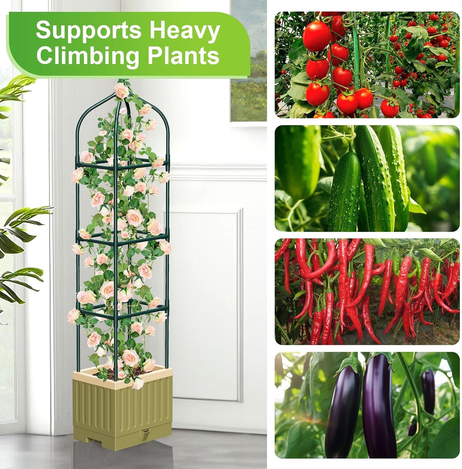 Self-Watering Tomato Planter with 71In Trellis