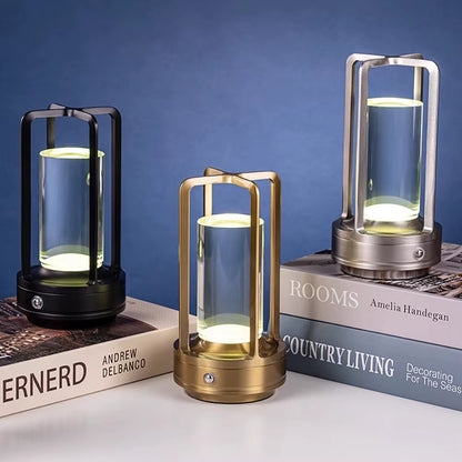 Cordless Crystal Table Lamp - Touch Dimming, Rechargeable