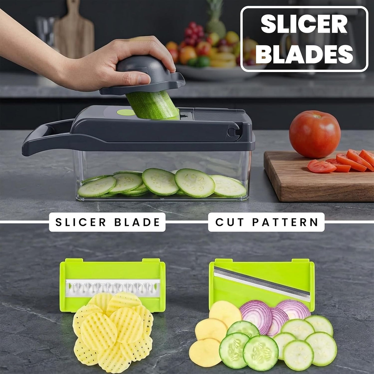 15-In-1 Food Chopper - Slicer, Dicer & Grater with Basket