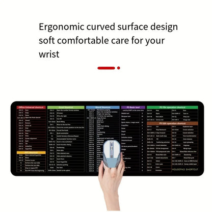 XL Shortcut Key Desk Mat - 31.5In Non-Slip Mouse Pad