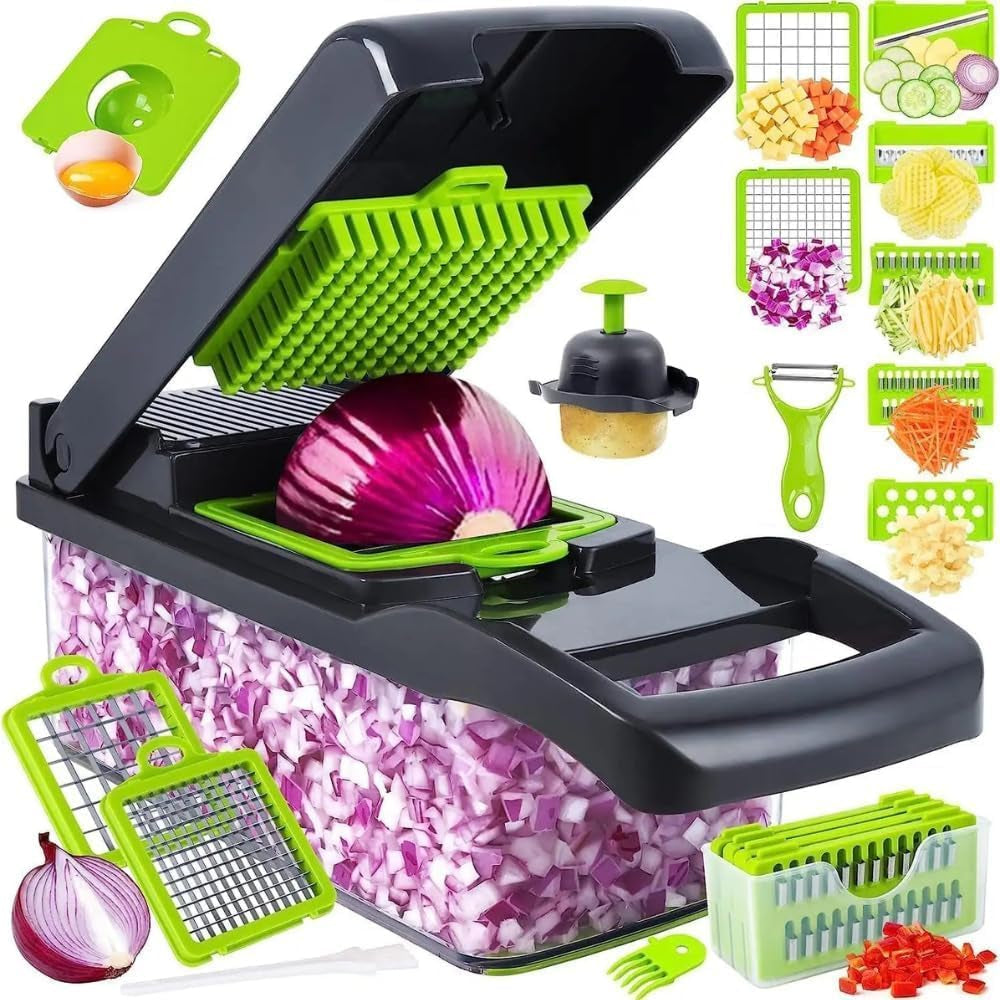 15-In-1 Vegetable Chopper - 7 Blades with Catch Container