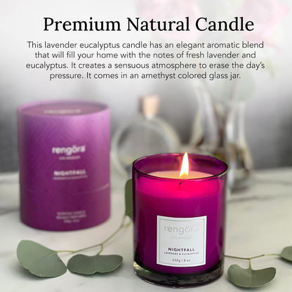 Lavender & Eucalyptus Soy Candle - 8Oz Glass Jar