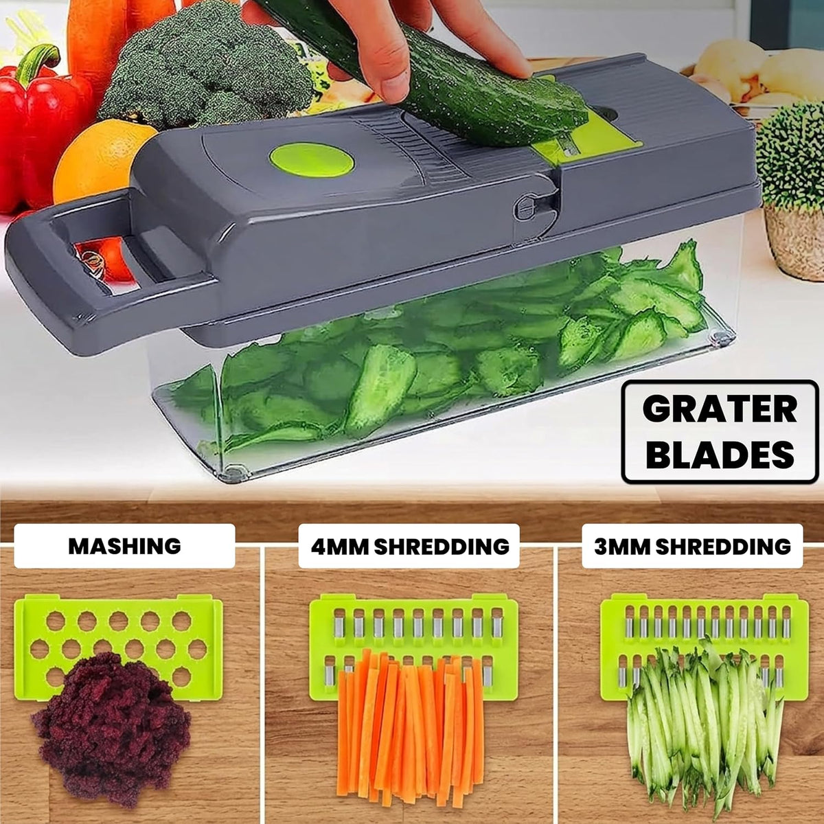 15-In-1 Food Chopper - Slicer, Dicer & Grater with Basket