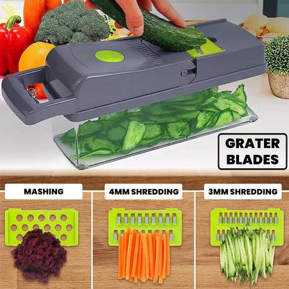 15-In-1 Food Chopper - Slicer, Dicer & Grater with Basket
