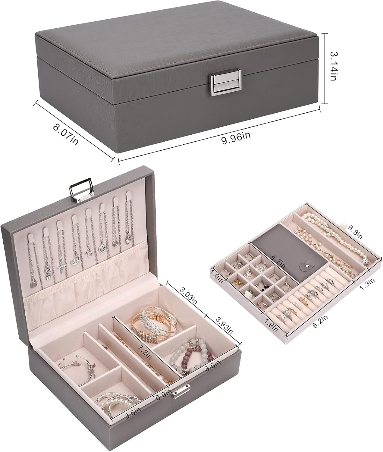 Travel Jewelry Organizer Case - Compact with Compartments