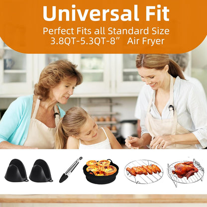 8-Piece Air Fryer Accessory Kit - Liner, Rack & Gloves