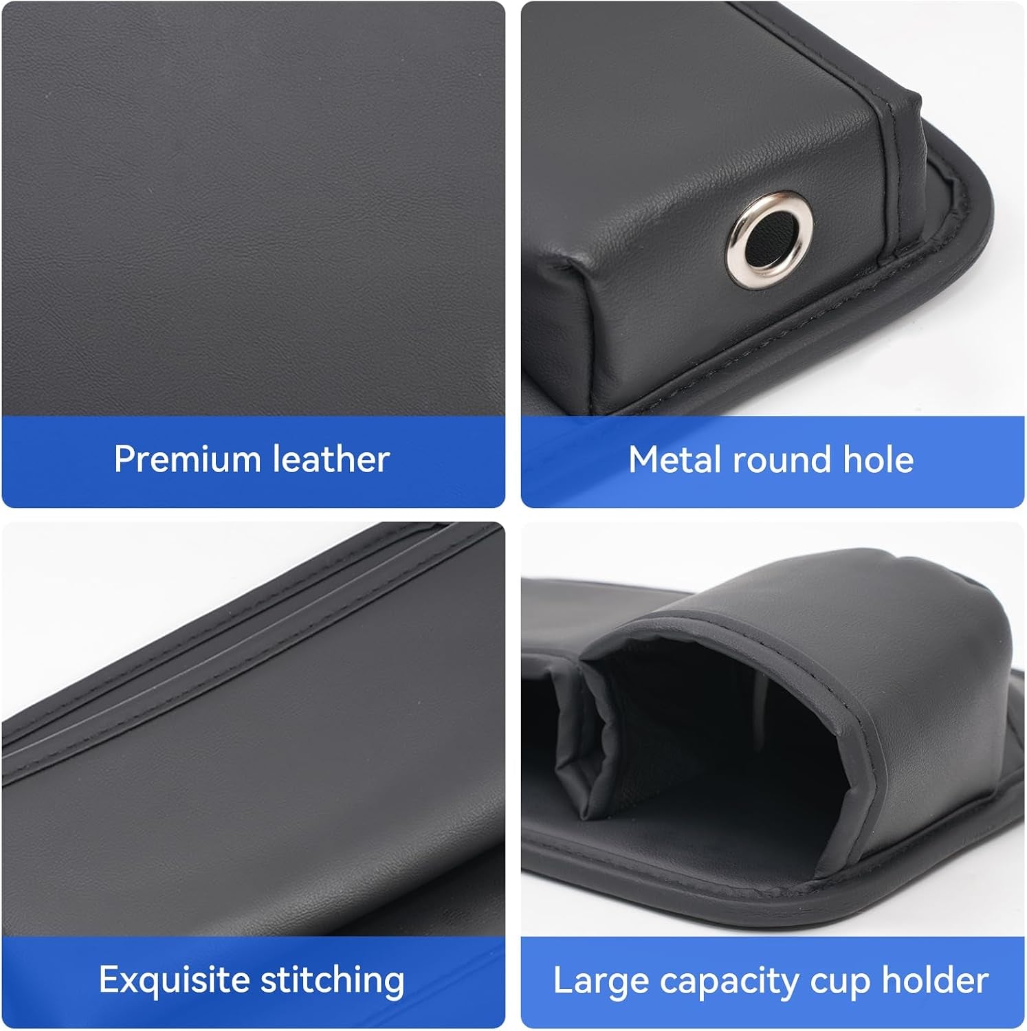 Leather Console Gap Filler with Cup Holder - Driver Side