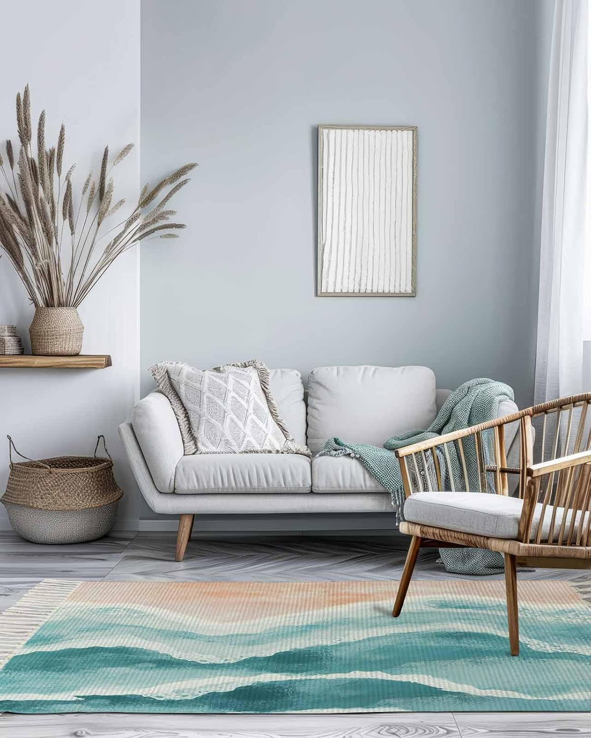 Boho Coastal Woven Rug 3X5 - Washable Cotton with Tassels