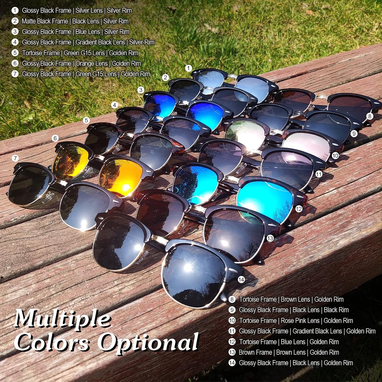 Semi-Rimless Retro Polarized Sunglasses - UV400