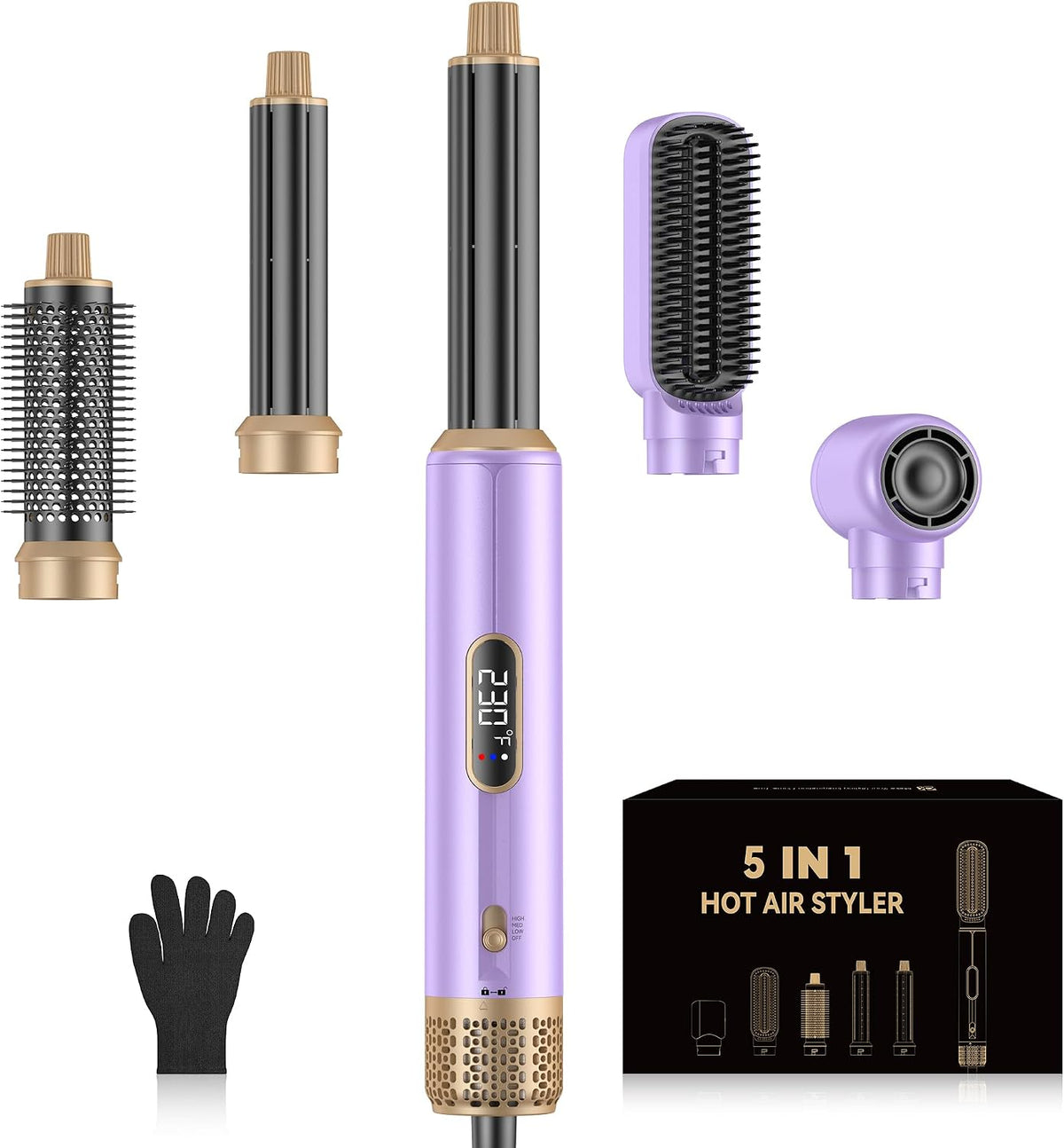 5-In-1 Blow Dryer Brush with LCD Display - Ionic Styler