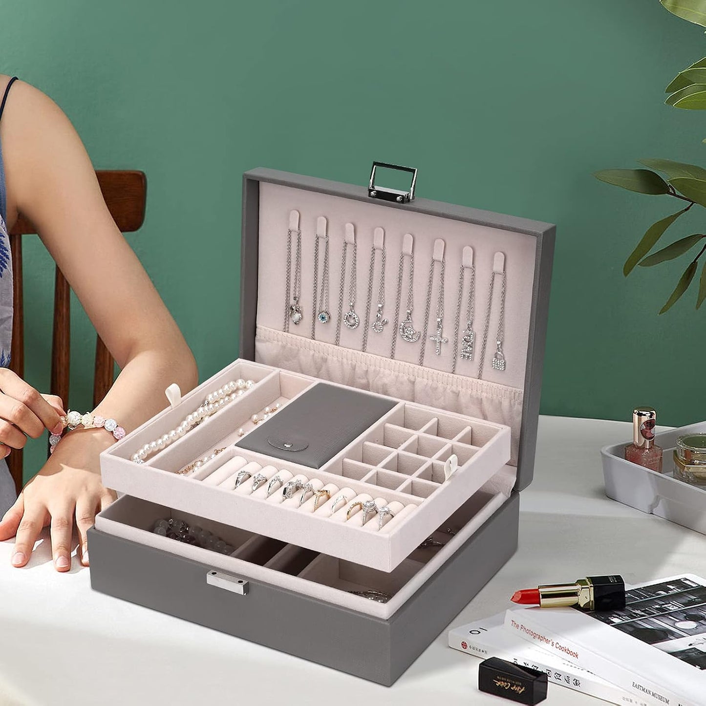 Travel Jewelry Organizer Case - Compact with Compartments