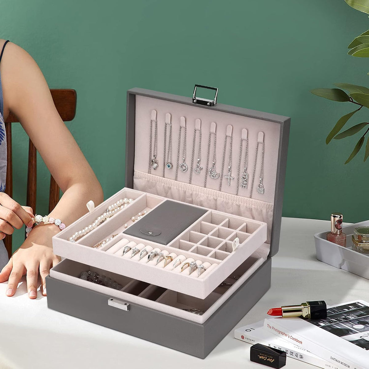 Travel Jewelry Organizer Case - Compact with Compartments