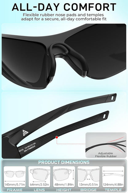 Polarized Sport Sunglasses - UV400, Anti-Slip Wrap Frame